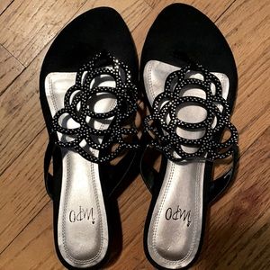 Black and bling sandals